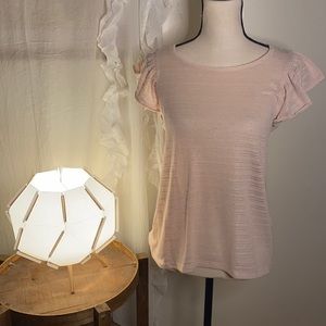 Banana Republic Pink Ruffle Short Sleeve Top Size Small‎